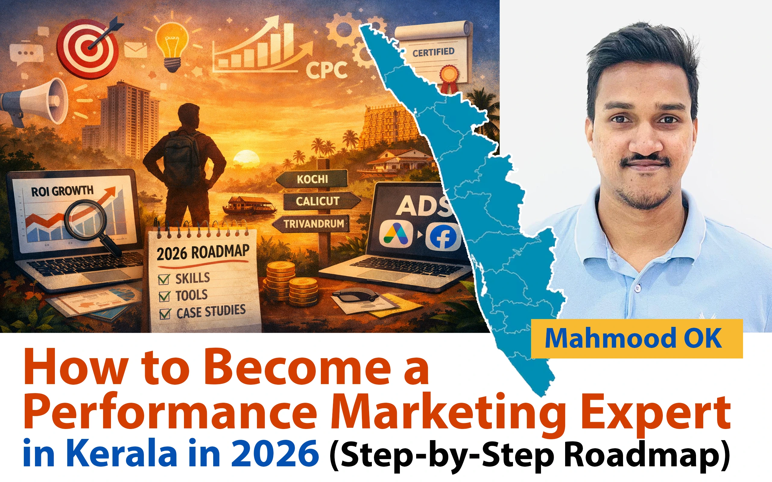 Featured image for a blog about How to Become a Performance Marketing Expert in Kerala in 2026 (Step-by-Step Roadmap)_from Mahmood OK_perfrormance marketing expert in Kerala